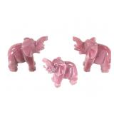 Carved Pink Jade Elephant Beads