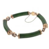 14k Apple Green Jade Bracelet