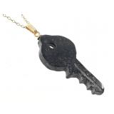 12k GF Carved Black Stone Key Necklace