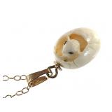12k GF Carved Ivory Chick in Egg Necklace