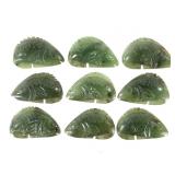 9 Green Jade Fish Carvings