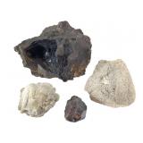 4 Botryoidal Geothite Galena & Cal &  Cal Fossils