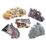 5 Blue Fluorite xls Grape Agate Hemimorphite+