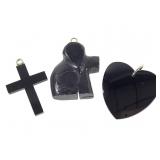 Black Jade Pendants Heart, Cross & Dog