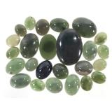 Green Jade Oval Cabochons Mixed Sizes
