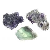 Green Trans Fluorite & 2 Purple Fluorite 9.7 oz TW
