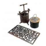 Cast Iron Fruit & Lard Press + Pot & Grates