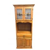 Tall Wood China Cabinet Hutch w Glass Doors