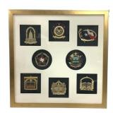 8 Texas State Capitol Christmas Ornaments w Frame