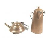 Vtg Metal Pitcher & Tea Kettle
