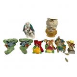 Ceramic Bird Wall Pockets w Chick Vase