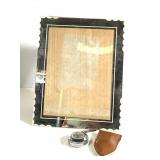Mirrored Picture Frame w 2 Vtg Compasses