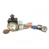 Collection of Vtg Alarm Clocks w NOS Stop Watch