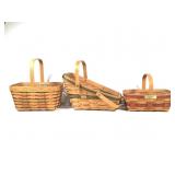 3 Longaberger Baskets w Christmas 1990 & 1991