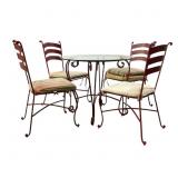 Large Outdoor Glass Top Table w Chairs