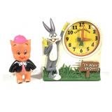 Bugs Bunny Alarm Clock & Porky Pig Figure