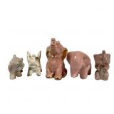 5 Ceramic Elephant Figures w Coin Banks