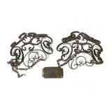 2 Hanging Cast Iron Pot Holders + 1937 Belt Buckle