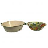 2 Large Vtg Metal Serving Bowls