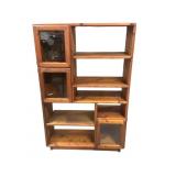 Vtg 1970s Custom Pine Shelving Unit w Doors