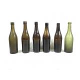 6 Early Green Blob Top Wine / Beer Bottles