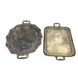 2 Large Silver Plated Serving Platters