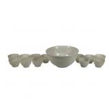 14pcs Milk Glass Tea & Punch Bowl Set