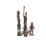 3 Carved Wood African Tribal Figures