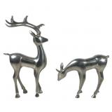 2 Metal Deer Figures - Buck & Doe