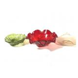 3 Colorful Glass Decorative Bowls