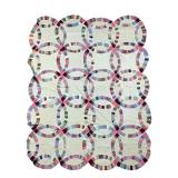 Vtg Double Wedding Ring Quilt Top 82" x 67"