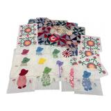 Collection of Quilt Blocks & Applique Pieces +