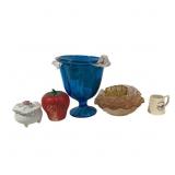 Misc Colorful Glass Items w Depression Glass +