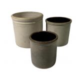 3 Early Small Stoneware Crocks