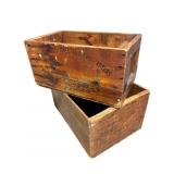 2pc Vtg Wood Crates - Pineapples & Ball Bearings