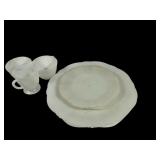 8pcs Milk Glass Plates Saucers & Teacups