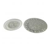 2 Clear Glass Plates w Frosted Designs