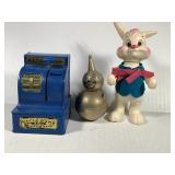 Vtg Coin Banks - Rabbit Register & Metal Clown