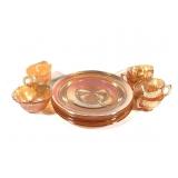 10pcs Orange Irridescent Glass Dishes