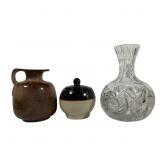 Crystal Glass Decanter & Ceramic Jars