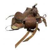 Vtg Full Size Leather & German Silver Horse Saddle