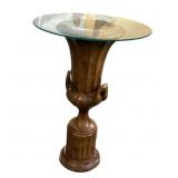 Resin Base Pillar Style Hallway Table Glass Top