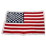 50-Star American Flag Crochet Throw w Fringe