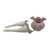 2 Milk Glass Epergne Replacement Horns +