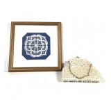 Framed Lace Piece w Faux Pearl Handbag