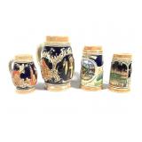 4 Decorative Beer Steins