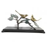 Sculpture w Brass Birds on Tree Branch