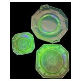 3pcs Uranium Glass Plates & Saucers