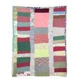 Vtg Improvised Tied Bedcover 76" x 64"
