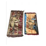 2 Vtg Woven Rugs Cowboy & Islamic Prayer Scenes